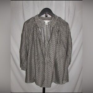 H&M Black and White Geometric Blouse